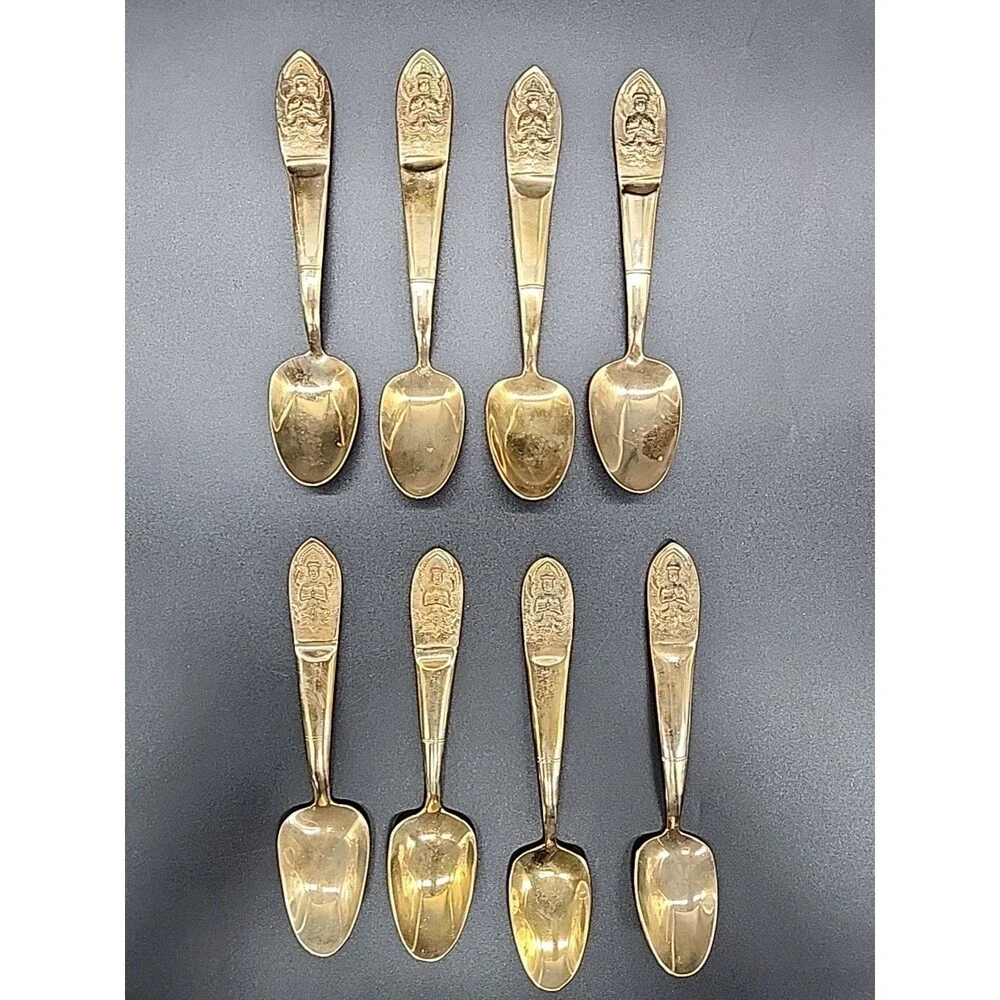 Vtg Thailapidary Buddha 19 Pcs Bronze Goddess Serving Set